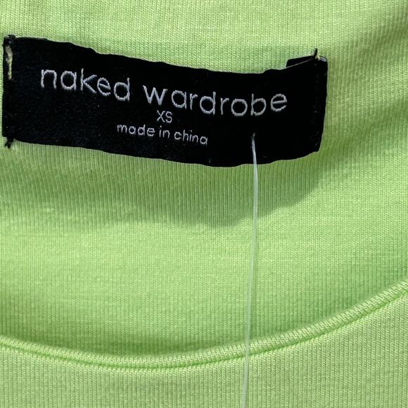 Naked Wardrobe Bodysuit Lime Green Long Sleeve Lined Cut Out Size XS NWT - Picture 14 of 16